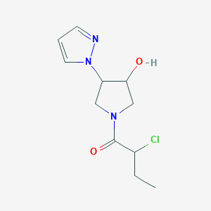 molecular formula C11H16ClN3O2 B1491976 2-chloro-1-(3-hydroxy-4-(1H-pyrazol-1-yl)pyrrolidin-1-yl)butan-1-one CAS No. 2098116-96-0