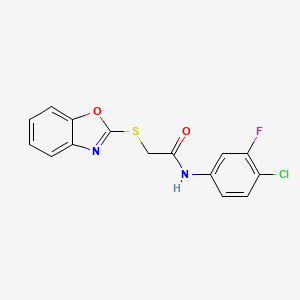 2-(1,3-benzoxazol-2-ylsulfanyl)-N-(4-chloro-3-fluorophenyl)acetamide