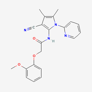 molecular formula C21H20N4O3 B14919847 N-[3-cyano-4,5-dimethyl-1-(pyridin-2-yl)-1H-pyrrol-2-yl]-2-(2-methoxyphenoxy)acetamide 