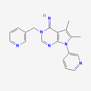 molecular formula C19H18N6 B14919853 5,6-dimethyl-7-(pyridin-3-yl)-3-(pyridin-3-ylmethyl)-3,7-dihydro-4H-pyrrolo[2,3-d]pyrimidin-4-imine 