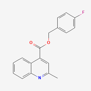 molecular formula C18H14FNO2 B14919892 (4-Fluorophenyl)methyl 2-methylquinoline-4-carboxylate 