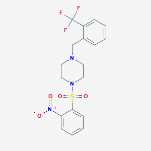 molecular formula C18H18F3N3O4S B14919961 1-[(2-Nitrophenyl)sulfonyl]-4-[2-(trifluoromethyl)benzyl]piperazine 