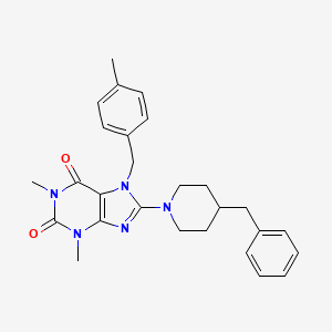 molecular formula C27H31N5O2 B14919966 8-(4-benzylpiperidin-1-yl)-1,3-dimethyl-7-(4-methylbenzyl)-3,7-dihydro-1H-purine-2,6-dione 