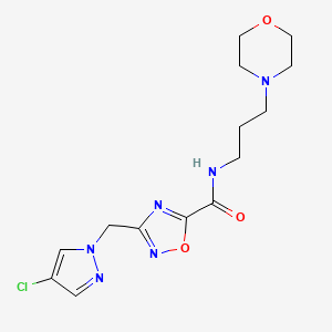 molecular formula C14H19ClN6O3 B14919974 3-[(4-chloro-1H-pyrazol-1-yl)methyl]-N-[3-(morpholin-4-yl)propyl]-1,2,4-oxadiazole-5-carboxamide 