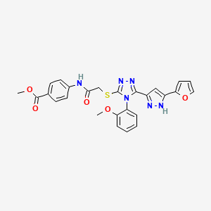 molecular formula C26H22N6O5S B14920002 methyl 4-{[({5-[3-(furan-2-yl)-1H-pyrazol-5-yl]-4-(2-methoxyphenyl)-4H-1,2,4-triazol-3-yl}sulfanyl)acetyl]amino}benzoate 