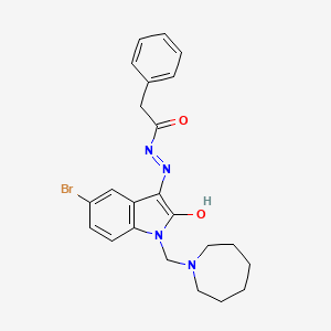 N'-[(3Z)-1-(azepan-1-ylmethyl)-5-bromo-2-oxo-1,2-dihydro-3H-indol-3-ylidene]-2-phenylacetohydrazide