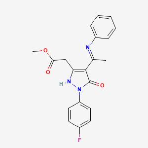 methyl {(4Z)-1-(4-fluorophenyl)-5-oxo-4-[1-(phenylamino)ethylidene]-4,5-dihydro-1H-pyrazol-3-yl}acetate