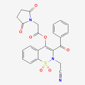 2-(cyanomethyl)-1,1-dioxido-3-(phenylcarbonyl)-2H-1,2-benzothiazin-4-yl (2,5-dioxopyrrolidin-1-yl)acetate