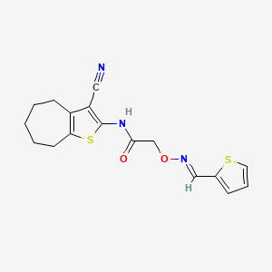 N-(3-cyano-5,6,7,8-tetrahydro-4H-cyclohepta[b]thiophen-2-yl)-2-({[(E)-thiophen-2-ylmethylidene]amino}oxy)acetamide