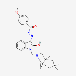 4-methoxy-N'-{(3Z)-2-oxo-1-[(1,3,3-trimethyl-6-azabicyclo[3.2.1]oct-6-yl)methyl]-1,2-dihydro-3H-indol-3-ylidene}benzohydrazide