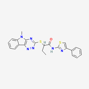 2-({5-Methyl-[1,2,4]triazino[5,6-B]indol-3-YL}sulfanyl)-N-(4-phenyl-1,3-thiazol-2-YL)butanamide