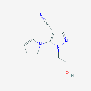 molecular formula C10H10N4O B1492029 1-(2-hydroxyethyl)-5-(1H-pyrrol-1-yl)-1H-pyrazole-4-carbonitrile CAS No. 2091568-95-3