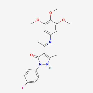 molecular formula C21H22FN3O4 B14920299 (4Z)-2-(4-fluorophenyl)-5-methyl-4-{1-[(3,4,5-trimethoxyphenyl)amino]ethylidene}-2,4-dihydro-3H-pyrazol-3-one 