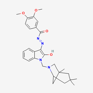 molecular formula C28H34N4O4 B14920310 3,4-dimethoxy-N'-{(3Z)-2-oxo-1-[(1,3,3-trimethyl-6-azabicyclo[3.2.1]oct-6-yl)methyl]-1,2-dihydro-3H-indol-3-ylidene}benzohydrazide 