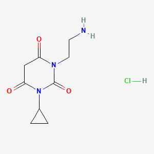molecular formula C9H14ClN3O3 B1492032 1-(2-氨基乙基)-3-环丙基嘧啶-2,4,6(1H,3H,5H)-三酮盐酸盐 CAS No. 2098032-05-2