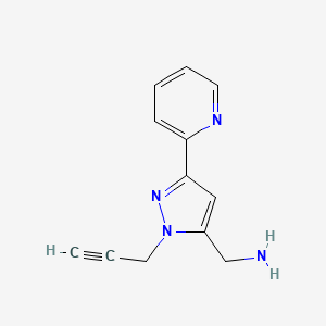 molecular formula C12H12N4 B1492037 (1-(prop-2-yn-1-yl)-3-(pyridin-2-yl)-1H-pyrazol-5-yl)methanamine CAS No. 2091588-40-6