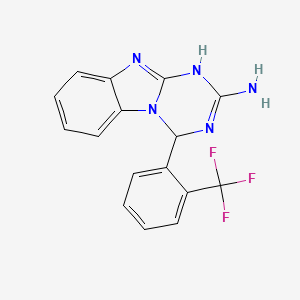 molecular formula C16H12F3N5 B14920503 4-[2-(Trifluoromethyl)phenyl]-1,4-dihydro[1,3,5]triazino[1,2-a]benzimidazol-2-amine 