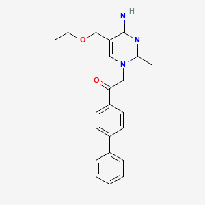 molecular formula C22H23N3O2 B14920518 1-(Biphenyl-4-YL)-2-[5-(ethoxymethyl)-4-imino-2-methylpyrimidin-1(4H)-YL]ethanone 