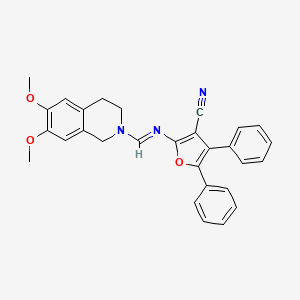 2-{[(E)-(6,7-dimethoxy-3,4-dihydroisoquinolin-2(1H)-yl)methylidene]amino}-4,5-diphenylfuran-3-carbonitrile