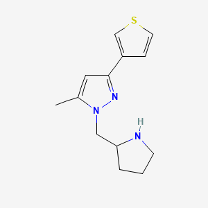 5-methyl-1-(pyrrolidin-2-ylmethyl)-3-(thiophen-3-yl)-1H-pyrazole
