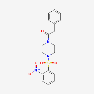 molecular formula C18H19N3O5S B14920547 1-{4-[(2-Nitrophenyl)sulfonyl]piperazin-1-yl}-2-phenylethanone 