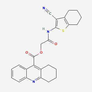 2-[(3-Cyano-4,5,6,7-tetrahydro-1-benzothiophen-2-yl)amino]-2-oxoethyl 1,2,3,4-tetrahydroacridine-9-carboxylate