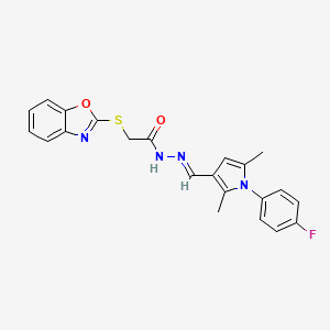 2-(1,3-benzoxazol-2-ylsulfanyl)-N'-{(E)-[1-(4-fluorophenyl)-2,5-dimethyl-1H-pyrrol-3-yl]methylidene}acetohydrazide