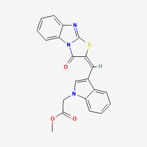 methyl {3-[(E)-(3-oxo[1,3]thiazolo[3,2-a]benzimidazol-2(3H)-ylidene)methyl]-1H-indol-1-yl}acetate