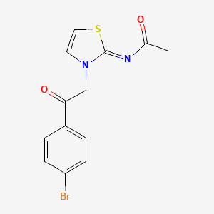 molecular formula C13H11BrN2O2S B14920620 Acetamide, N-[3-[2-(4-bromophenyl)-2-oxoethyl]-2(3H)-thiazolylidene]- CAS No. 62284-55-3