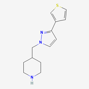 molecular formula C13H17N3S B1492063 4-((3-(thiophen-3-yl)-1H-pyrazol-1-yl)methyl)piperidine CAS No. 2098006-71-2