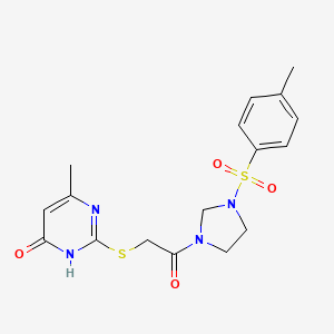 molecular formula C17H20N4O4S2 B14920668 2-[(4-Hydroxy-6-methylpyrimidin-2-yl)sulfanyl]-1-{3-[(4-methylphenyl)sulfonyl]imidazolidin-1-yl}ethanone 