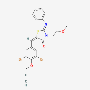 (2Z,5E)-5-[3,5-dibromo-4-(prop-2-yn-1-yloxy)benzylidene]-3-(2-methoxyethyl)-2-(phenylimino)-1,3-thiazolidin-4-one