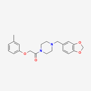 molecular formula C21H24N2O4 B14920804 1-[4-(1,3-Benzodioxol-5-ylmethyl)piperazin-1-yl]-2-(3-methylphenoxy)ethanone 