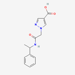 molecular formula C14H15N3O3 B14920823 1-{2-oxo-2-[(1-phenylethyl)amino]ethyl}-1H-pyrazole-4-carboxylic acid 