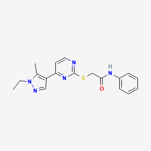 2-{[4-(1-ethyl-5-methyl-1H-pyrazol-4-yl)pyrimidin-2-yl]sulfanyl}-N-phenylacetamide