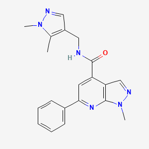 molecular formula C20H20N6O B14921060 N-[(1,5-dimethyl-1H-pyrazol-4-yl)methyl]-1-methyl-6-phenyl-1H-pyrazolo[3,4-b]pyridine-4-carboxamide 