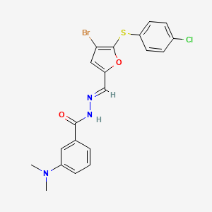 N'-[(E)-{4-bromo-5-[(4-chlorophenyl)sulfanyl]furan-2-yl}methylidene]-3-(dimethylamino)benzohydrazide