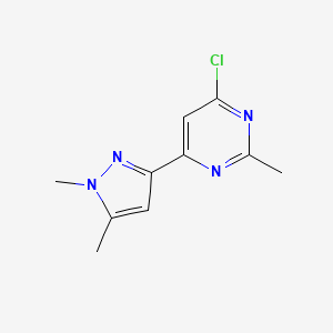 molecular formula C10H11ClN4 B1492110 4-氯-6-(1,5-二甲基-1H-吡唑-3-基)-2-甲基嘧啶 CAS No. 2090958-09-9