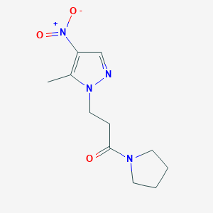 3-(5-methyl-4-nitro-1H-pyrazol-1-yl)-1-(pyrrolidin-1-yl)propan-1-one