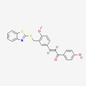 molecular formula C24H19NO3S2 B14921155 (2E)-3-{3-[(1,3-benzothiazol-2-ylsulfanyl)methyl]-4-methoxyphenyl}-1-(4-hydroxyphenyl)prop-2-en-1-one 