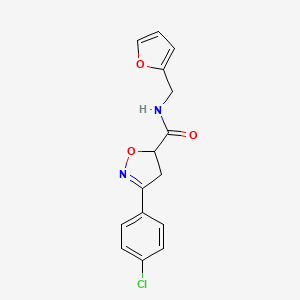 molecular formula C15H13ClN2O3 B14921183 3-(4-chlorophenyl)-N-(furan-2-ylmethyl)-4,5-dihydro-1,2-oxazole-5-carboxamide 