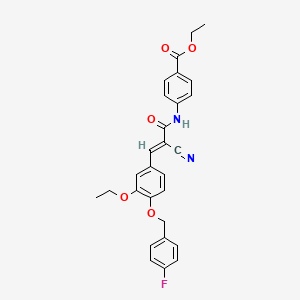 ethyl 4-{[(2E)-2-cyano-3-{3-ethoxy-4-[(4-fluorobenzyl)oxy]phenyl}prop-2-enoyl]amino}benzoate