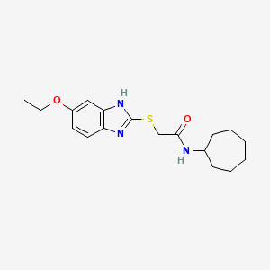 molecular formula C18H25N3O2S B14921218 N-cycloheptyl-2-[(5-ethoxy-1H-benzimidazol-2-yl)sulfanyl]acetamide 