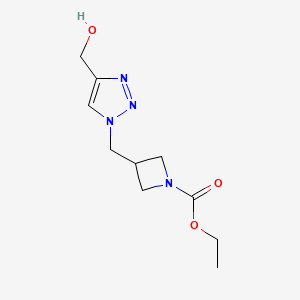 molecular formula C10H16N4O3 B1492125 3-((4-(羟甲基)-1H-1,2,3-三唑-1-基)甲基)氮杂环丁烷-1-甲酸乙酯 CAS No. 2098133-46-9