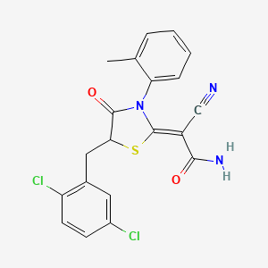 molecular formula C20H15Cl2N3O2S B14921262 (2Z)-2-cyano-2-[5-(2,5-dichlorobenzyl)-3-(2-methylphenyl)-4-oxo-1,3-thiazolidin-2-ylidene]ethanamide 