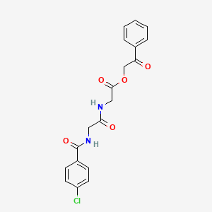 molecular formula C19H17ClN2O5 B14921307 2-oxo-2-phenylethyl N-[(4-chlorophenyl)carbonyl]glycylglycinate 