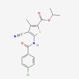 molecular formula C17H15ClN2O3S B14921312 Propan-2-yl 5-{[(4-chlorophenyl)carbonyl]amino}-4-cyano-3-methylthiophene-2-carboxylate 