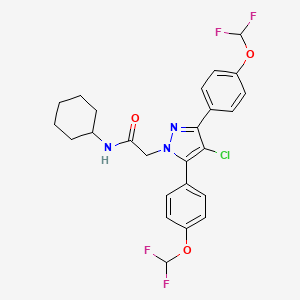 molecular formula C25H24ClF4N3O3 B14921336 2-{4-chloro-3,5-bis[4-(difluoromethoxy)phenyl]-1H-pyrazol-1-yl}-N-cyclohexylacetamide 