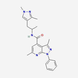 molecular formula C23H26N6O B14921353 N-[1-(1,3-dimethyl-1H-pyrazol-4-yl)propan-2-yl]-3,6-dimethyl-1-phenyl-1H-pyrazolo[3,4-b]pyridine-4-carboxamide 