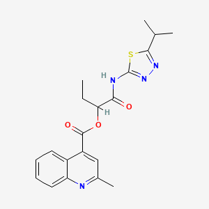 molecular formula C20H22N4O3S B14921382 1-Oxo-1-{[5-(propan-2-yl)-1,3,4-thiadiazol-2-yl]amino}butan-2-yl 2-methylquinoline-4-carboxylate 